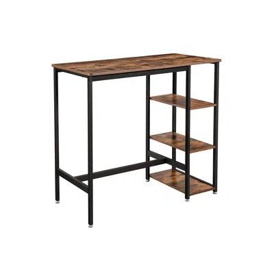 Breebe Industrial Bar Table With Storage Shelves Rustic Brown