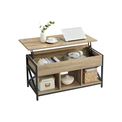 Breebe Industrial Coffee Table With Hidden Compartments