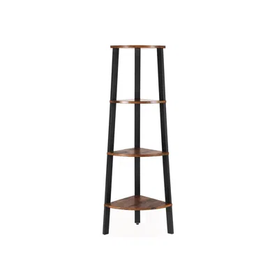 Breebe Industrial Rustic Brown 4-tier Corner Storage Shelf