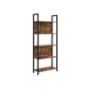 Breebe Industrial Rustic Brown & Black 5-tier Bookshelf