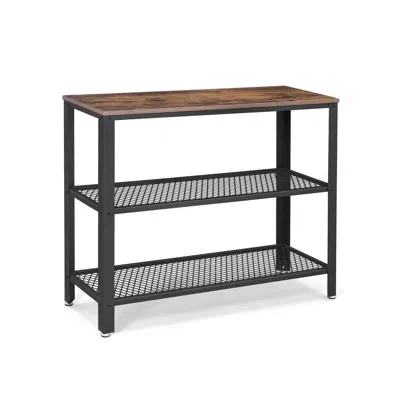 Breebe Industrial Rustic Brown Console Table With 2 Shelves