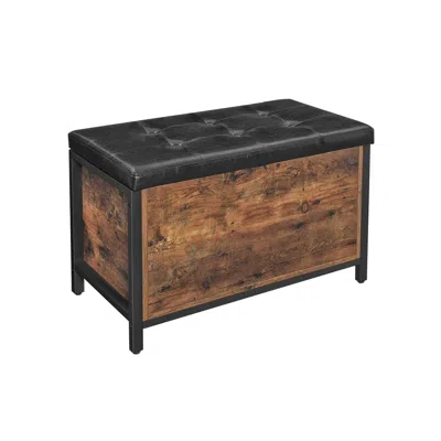 Breebe Industrial Rustic Brown Storage Ottoman With Flip Lid