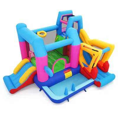 Breebe Inflatable Bounce House 8-in-1 Excavator Themed Kids Bouncer In Multi