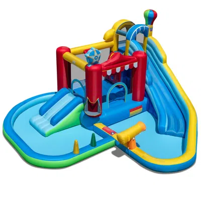 Breebe Inflatable Water Park With Splash Pool And Water Cannon For Birthday Party Without Blower In Blue