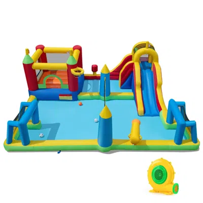 Breebe Inflatable Water Slide Bounce House 9-in-1 Jumping Castle With 680w Blower In Animal Print