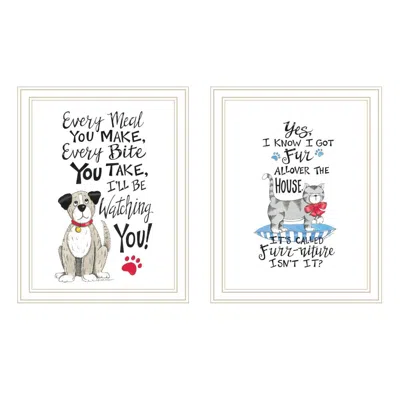 Breebe It's Called Furr-niture Isn't It? 2-piece White Framed Wall Art By Deb Strain