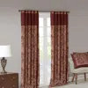 Breebe Jacquard Curtain Panel Pair(2 Pcs Window Panels) In Burgundy