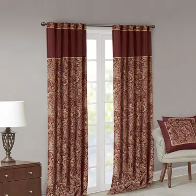 Breebe Jacquard Curtain Panel Pair(2 Pcs Window Panels) In Burgundy