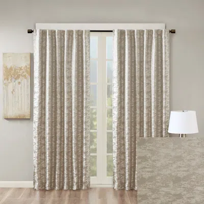 Breebe Jacquard Lined Total Blackout Rod Pocket/back Tab Curtain Panel(only 1 Pc Panel) In Neutral