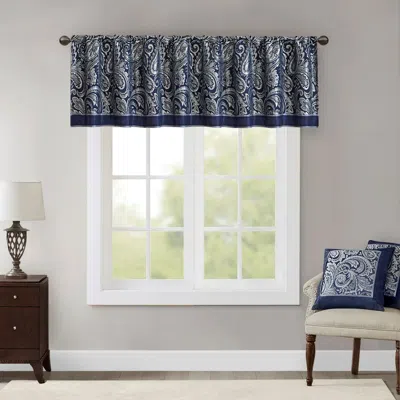 Breebe Jacquard Window Valance Navy 50x18' In Blue