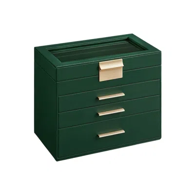 Breebe Jewelry Box With Glass Lid, 4-layer Jewelry Organizer, 3 Drawers