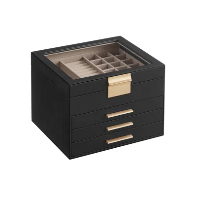 Breebe Jewelry Box With Glass Lid, 4-layer Jewelry Organizer, 3 Drawers, For Big And Small Jewelry
