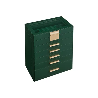 Breebe Jewelry Box With Glass Lid, 6-layer Jewelry Organizer, 5 Drawers