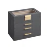 Breebe Jewelry Box With Glass Lid Gray And Gold Color