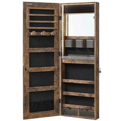 Breebe Jewelry Cabinet Armoire With Mirror Rustic Brown