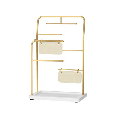 Breebe Jewelry Stand With 6 Hanging Rods Metallic Gold
