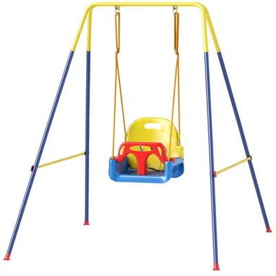 Breebe Kids 3-in-1 Folding Swing Set Indoor Outdoor With Seat Belt In Multi