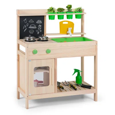 Breebe Kids Mud Kitchen Play Pretend Kitchen With Chalkboard For Kids Aged 3+ In Multi