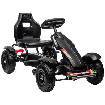 Breebe Kids Pedal Go Kart, Outdoor Ride On Toys With Adjustable Seat, Sharp Handling, Handbrake, 4 Non-slip In Black