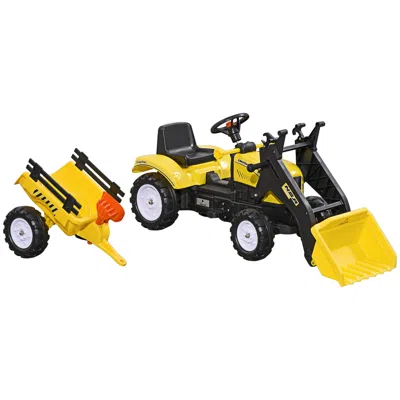 Breebe Kids Pedal Ride On Excavator Bulldozer With Cargo Trailer In Multi