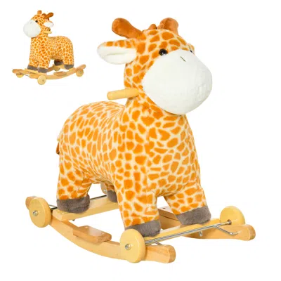 Breebe Kids Plush Giraffe Rocker With Pedals And Handle In Yellow