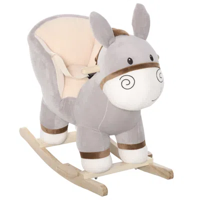 Breebe Kids Ride-on Rocking Horse With Safety Belt In Gray