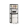 Breebe Kitchen Bakers Rack With Power Outlet In Black