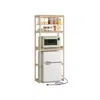Breebe Kitchen Bakers Rack With Power Outlet In Brown