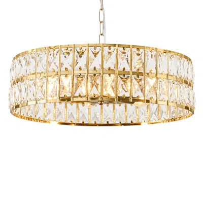 Breebe Kitchen Island Six Light Crystal And Rope Beveled Glass Flush Chandelier With Gold Shades