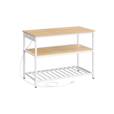 Breebe Kitchen Island With 3 Shelves And Power Strip In Multi
