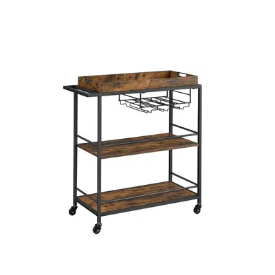 Breebe Kitchen Serving Cart With Removable Tray In Brown