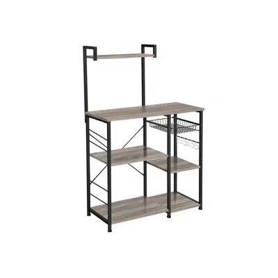 Breebe Kitchen Storage Rack With Wire Basket In Gray