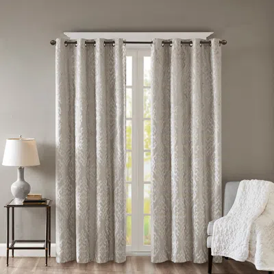BREEBE KNITTED JACQUARD DAMASK TOTAL BLACKOUT GROMMET TOP CURTAIN PANEL(ONLY 1 PC PANEL)