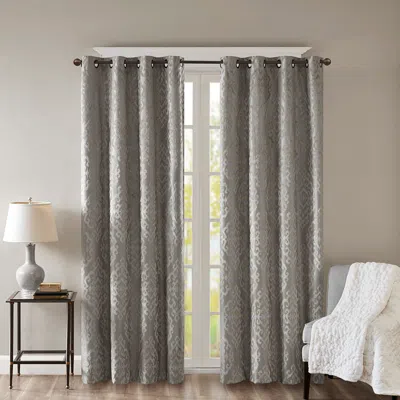 BREEBE KNITTED JACQUARD DAMASK TOTAL BLACKOUT GROMMET TOP CURTAIN PANEL(ONLY 1 PC PANEL)