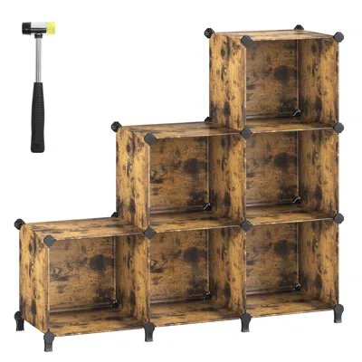 Breebe Large 6 Cube Storage Organizer Rustic Brown