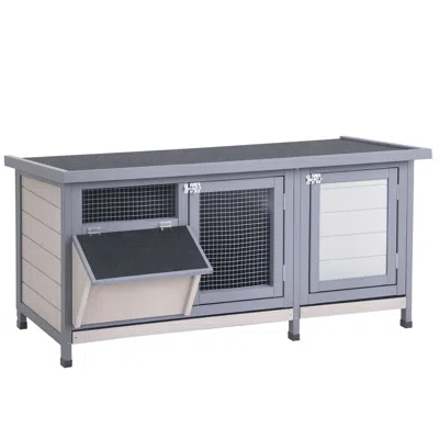 Breebe Large Bunny Hutch With 2 Runs And Main House For Small Animals In Grey