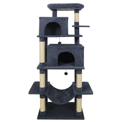 Breebe Large Cat Tree For Indoor Cats 70" Tall Cat Tower In Gray