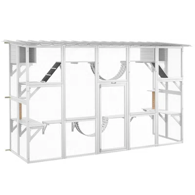 Breebe Large Catio With Multiple Shelves And Bridges, Outdoor Cat Enclosure In White
