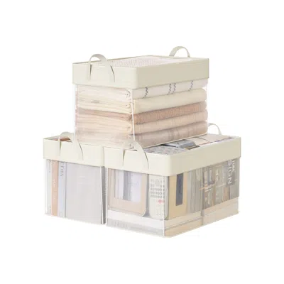 Breebe Large Fabric Storage Baskets Set Of 3 In Neutral