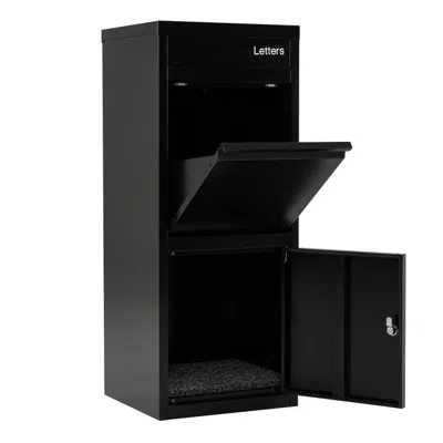 Breebe Large Galvanized Package Delivery Box For Outside With Anti-theft Design In Black