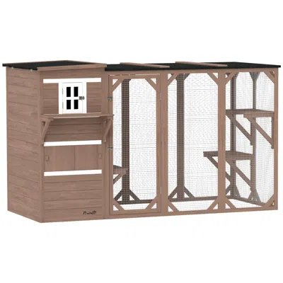 Breebe Large Outdoor Cat House For 3 Kitties, Multi-level 2-story Cat Condo In Brown