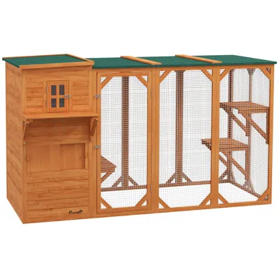 Breebe Large Outdoor Cat House For 3 Kitties, Multi-level 2-story Cat Condo In Orange