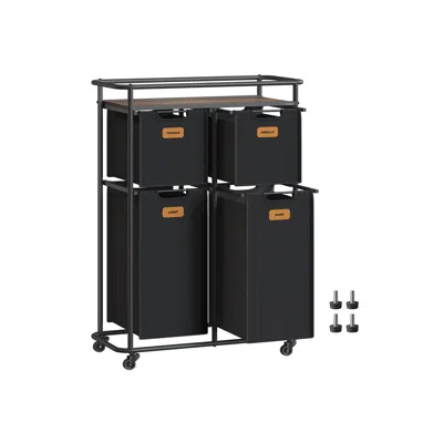 Breebe Laundry Basket With Wheels, 39.6 Gal. (150 L) In Black