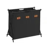 Breebe Laundry Hamper, Laundry Basket, 35.7 Gal. Laundry Sorter 3 Sections, Collapsible X-frame, Ink Black