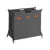 Breebe Laundry Hamper, Laundry Basket, 35.7 Gal. Laundry Sorter 3 Sections, Collapsible X-frame, Slate Gray