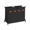 Breebe Laundry Hamper, Laundry Basket, 40.9 Gal. Laundry Sorter 4 Sections, Collapsible X-frame, Ink Black