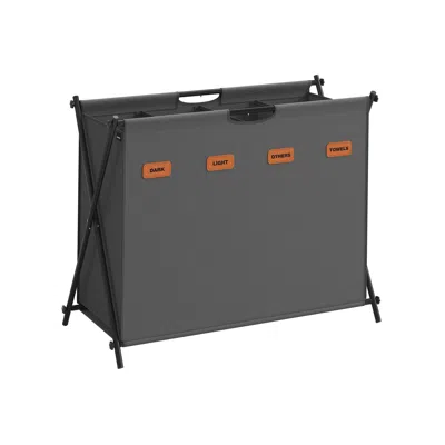 Breebe Laundry Hamper, Laundry Basket, 40.9 Gal. Laundry Sorter 4 Sections, Collapsible X-frame, Slate Gray