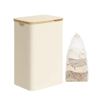 Breebe Laundry Hamper With Lid, Large Laundry Basket, 23.8 Gallons (90l), Removable Mesh Liner, Bamboo Hand