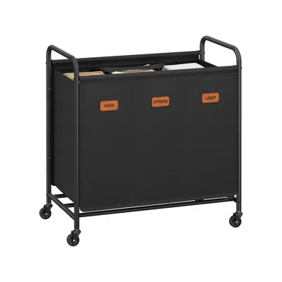Breebe Laundry Hamper With Wheels 3-section 44.9 Gal. Ink Black