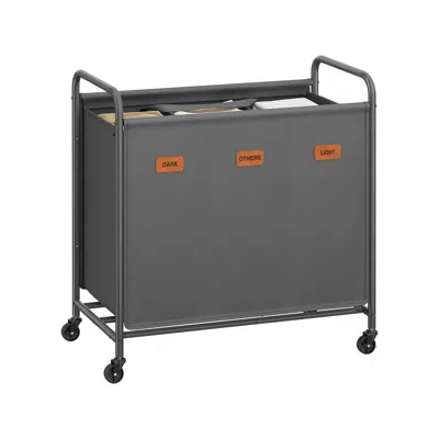 Breebe Laundry Hamper With Wheels 3-section 44.9 Gal. Slate Gray